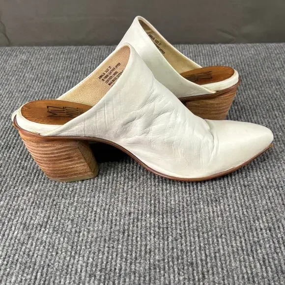 Miz Mooz Heels Women’s 6.5 Amalia Mules Leather Boho Slip On Minimalist White - Picture 5 of 12